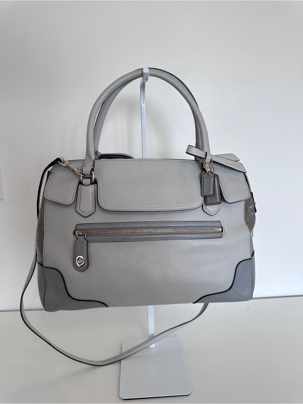 Coach Colorblock Leather Flap Satchel - Picture 16 of 16